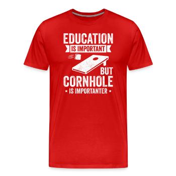Cornhole Bildung Ist Wichtig - Männer Premium Bio T-Shirt - Rot - Vorne - Damien (186cm)