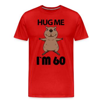 60 ans - 60 ans - Câlin - T-shirt bio Premium Homme - rouge - Devant - Damien (186cm)