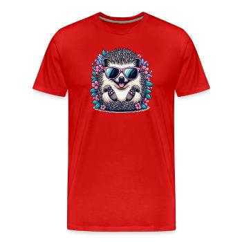 Hérisson coloré - T-shirt bio Premium Homme - rouge - Devant - Damien (186cm)