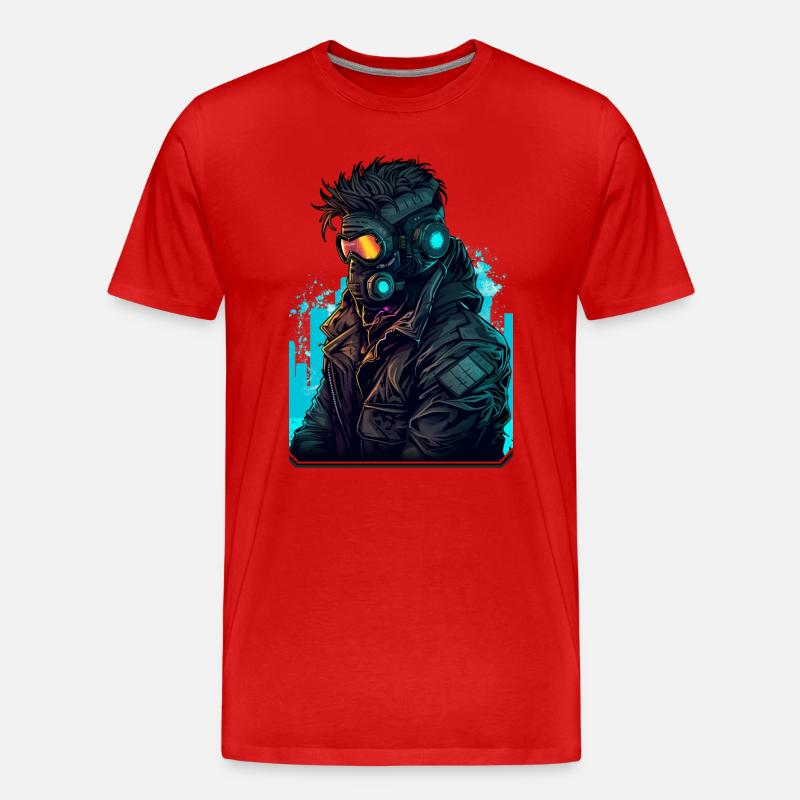Cyberspace Hacker - Männer Premium Bio T-Shirt - Rot