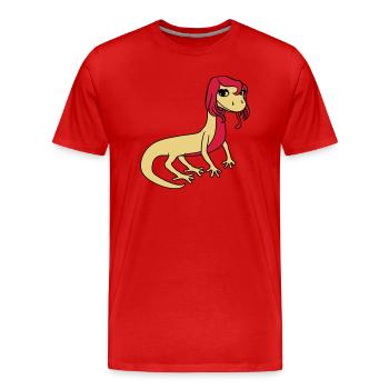 frau weiblich huebsch girl maedchen sexy eidechse - Männer Premium Bio T-Shirt - Rot - Vorne - Damien (186cm)