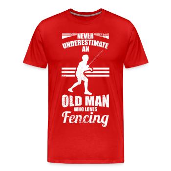 Fencing Grandfather - Men's Premium Organic T-Shirt - red - Front - Damien (186cm)