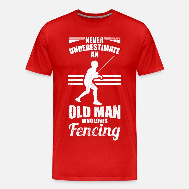 Fechtender Großvater - Männer Premium Bio T-Shirt - Rot