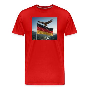 Eagle above the German flag - Men's Premium Organic T-Shirt - red - Front - Damien (186cm)