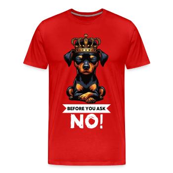 Avant de demander à un chien miniature pinscher pinscher - T-shirt bio Premium Homme - rouge - Devant - Damien (186cm)