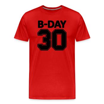 30 numéros de numéro d'anniversaire rond numéro de maillot - T-shirt bio Premium Homme - rouge - Devant - Damien (186cm)
