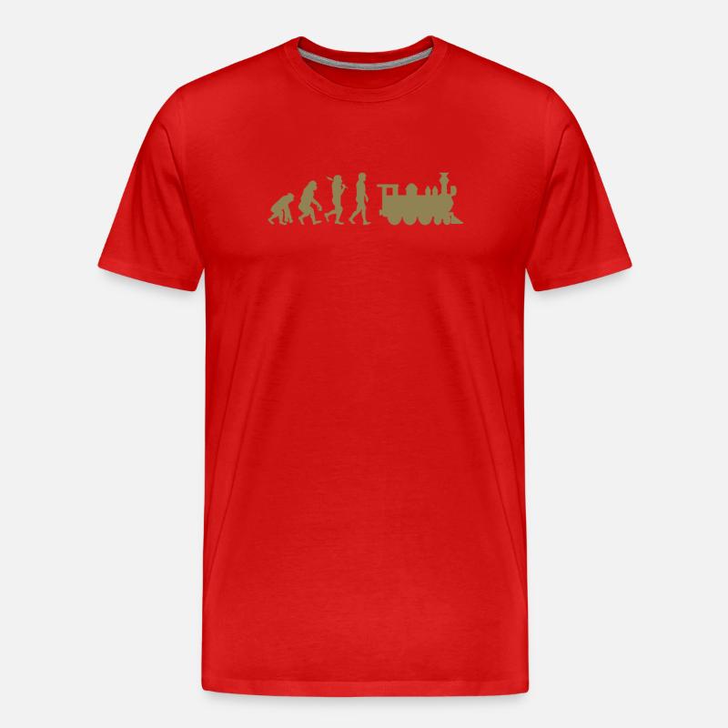 Evolution Eisenbahn Lokomotive - Männer Premium Bio T-Shirt - Rot