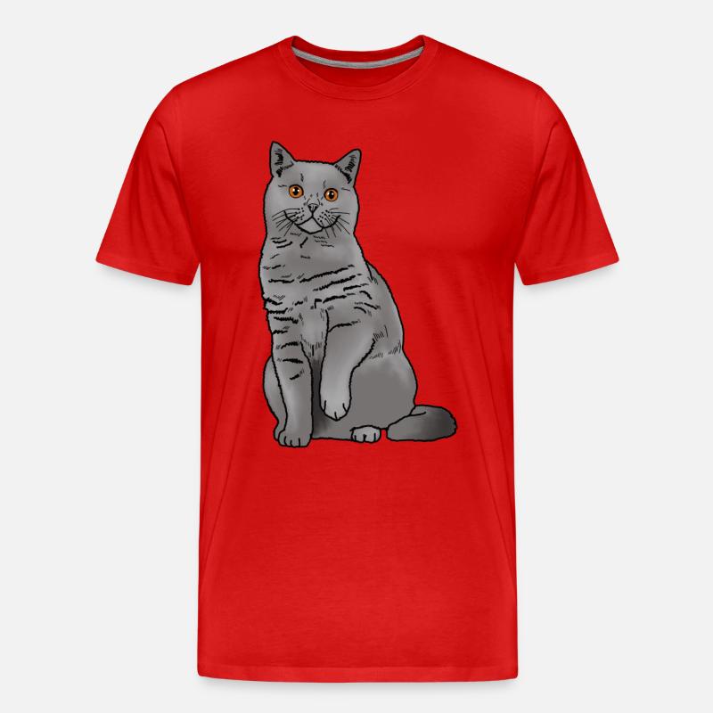 Britisch Kurzhaar Katze - Männer Premium Bio T-Shirt - Rot