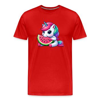 Sweet Unicorn Fruity Watermelon - Men's Premium Organic T-Shirt - red - Front - Damien (186cm)