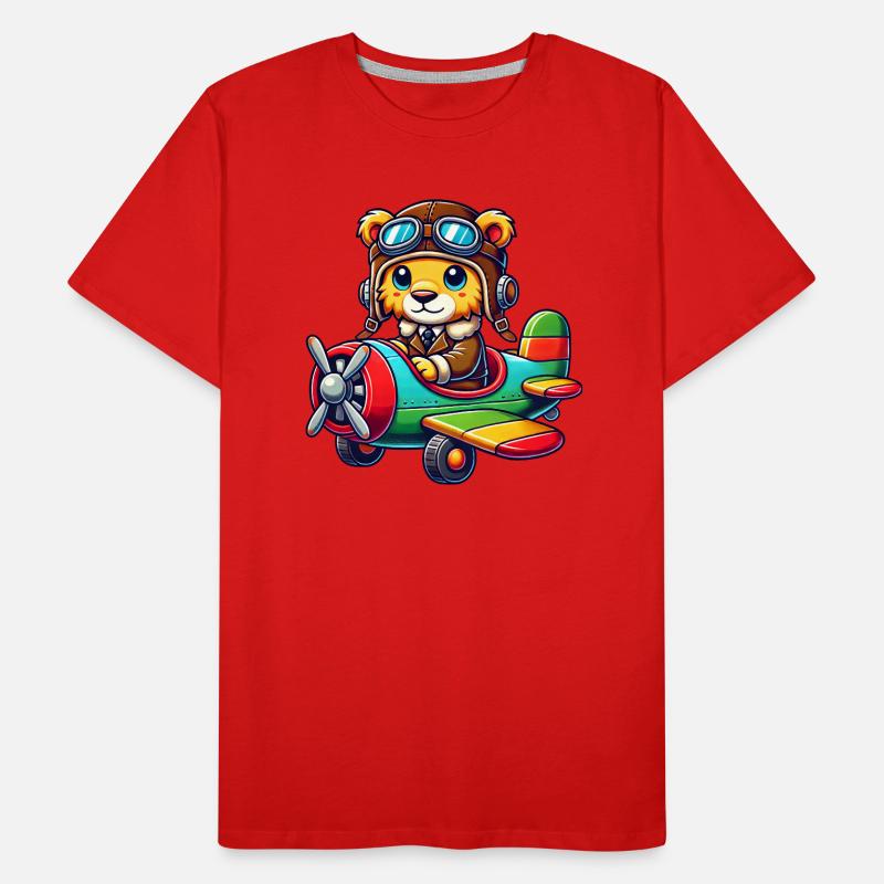 Löwe Pilot Propellerflugzeug Flugschein Flugzeug Männer Premium Bio T-Shirt