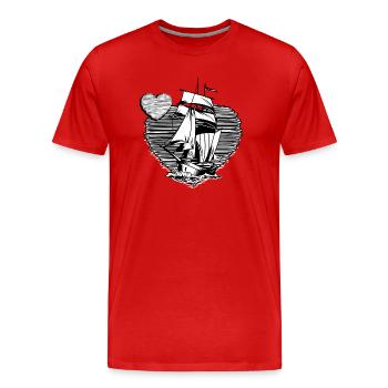 Captain moin moin sailboat skipper sailor's yarn - Men's Premium Organic T-Shirt - red - Front - Damien (186cm)