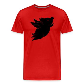 Schwein - Schweinchen mit Flügeln - Männer Premium Bio T-Shirt - Rot - Vorne - Damien (186cm)