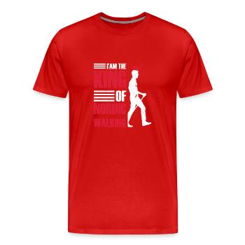 I am the Nordic Walking King, Hiking, Mountains - Men's Premium Organic T-Shirt - red - Front - Damien (186cm)
