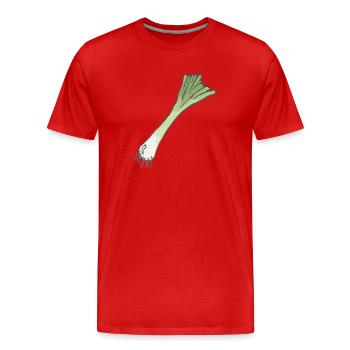 Lauchzwiebel mit Wurzel - Männer Premium Bio T-Shirt - Rot - Vorne - Damien (186cm)