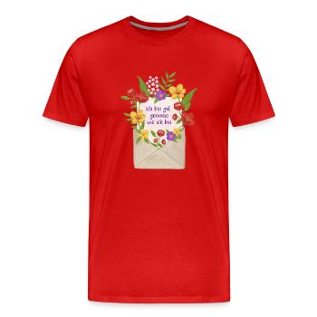 Message de lettre d’amour à moi-même - T-shirt bio Premium Homme - rouge - Devant - Damien (186cm)