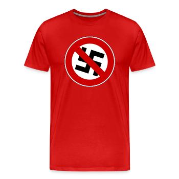 contre les nazis - T-shirt bio Premium Homme - rouge - Devant - Damien (186cm)