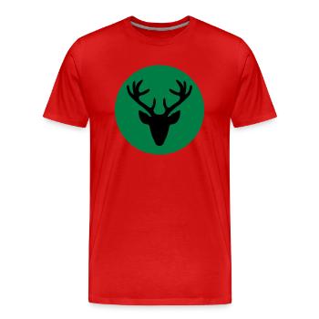 Trachten Weihnachts Motiv HIrschkopf / Dirndl - Männer Premium Bio T-Shirt - Rot - Vorne - Damien (186cm)