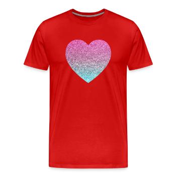 coeur paillettes - T-shirt bio Premium Homme - rouge - Devant - Damien (186cm)