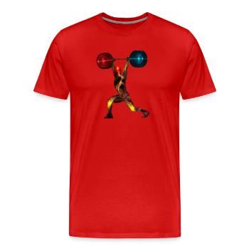 spacy weightlifter - Männer Premium Bio T-Shirt - Rot - Vorne - Damien (186cm)