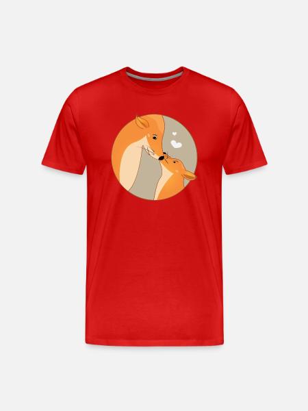 Animal Fox Love Familie Mor Barn Far - Herre Premium T-shirt økologisk - rød
