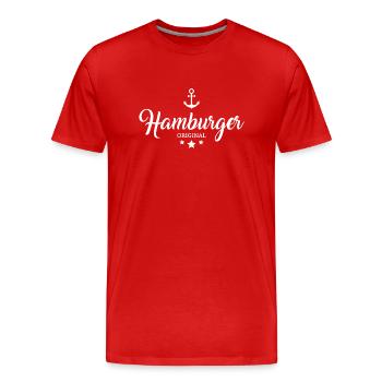 Hamburger - Anker - Männer Premium Bio T-Shirt - Rot - Vorne - Damien (186cm)