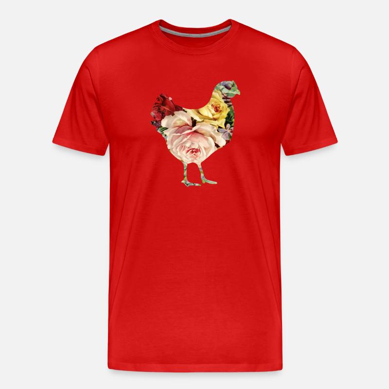 Blumen-Huhn - Männer Premium Bio T-Shirt - Rot