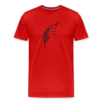 Plume et oiseau - T-shirt bio Premium Homme - rouge - Devant - Damien (186cm)