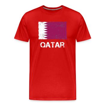 Qatar Vintage - Men's Premium Organic T-Shirt - red - Front - Damien (186cm)