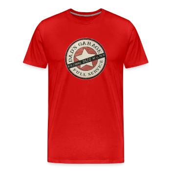 Dad`s Garage, Werkstatt, - Männer Premium Bio T-Shirt - Rot - Vorne - Damien (186cm)