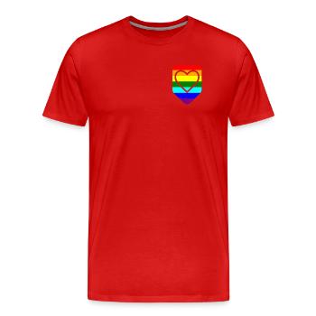 Coeur de poche poitrine LGTB Pride Gay - T-shirt bio Premium Homme - rouge - Devant - Damien (186cm)