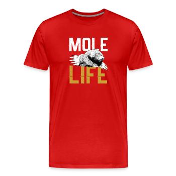 Maulwurf Leben - Männer Premium Bio T-Shirt - Rot - Vorne - Damien (186cm)
