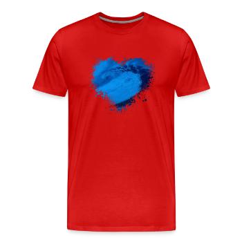 Eau arbre Splatter Tache Splash Piqûre coeur - T-shirt bio Premium Homme - rouge - Devant - Damien (186cm)