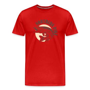 Pike predatory fish Esocidae fishing angler fish - Men's Premium Organic T-Shirt - red - Front - Damien (186cm)