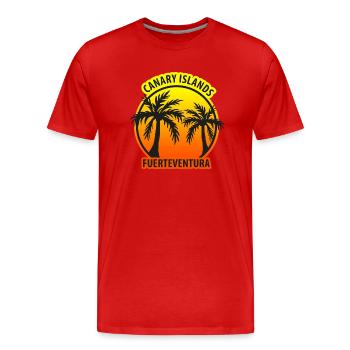 Canary Islands Fuerteventura palm trees - Men's Premium Organic T-Shirt - red - Front - Damien (186cm)