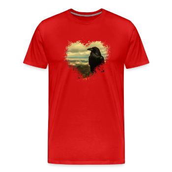 Corbeau oiseau Splatter Tache Splash Piqûre coeur - T-shirt bio Premium Homme - rouge - Devant - Damien (186cm)