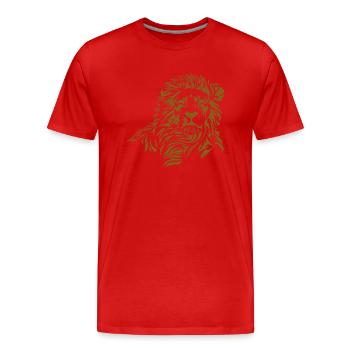 Dessin lion - T-shirt bio Premium Homme - rouge - Devant - Damien (186cm)