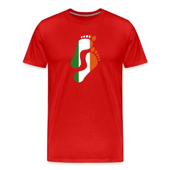 Irland Flagge Fußabdruck - Männer Premium Bio T-Shirt - Rot - Vorne - Damien (186cm)