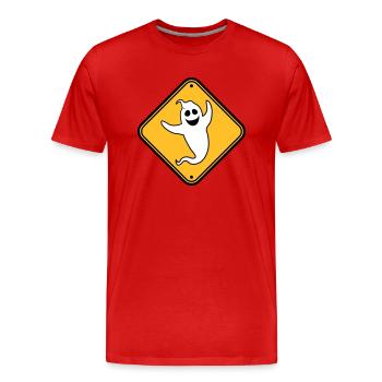 danger caution warning note danger shield vorsi - Men's Premium Organic T-Shirt - red - Front - Damien (186cm)