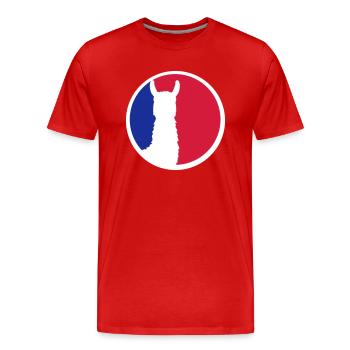 red blue logo round circle silhouette outline lama ka - Men's Premium Organic T-Shirt - red - Front - Damien (186cm)