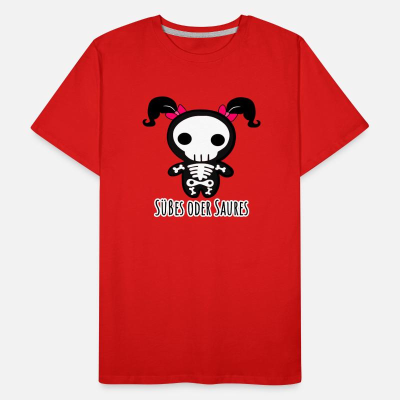Süßes oder Saures Helloween Skelett Pinke Zöpfe Männer Premium Bio T-Shirt