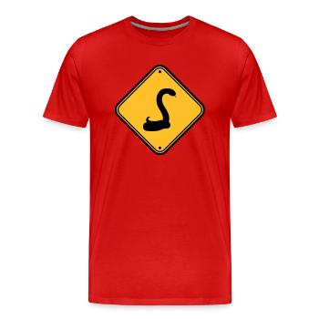 snake caution caution caution note sign s - Men's Premium Organic T-Shirt - red - Front - Damien (186cm)