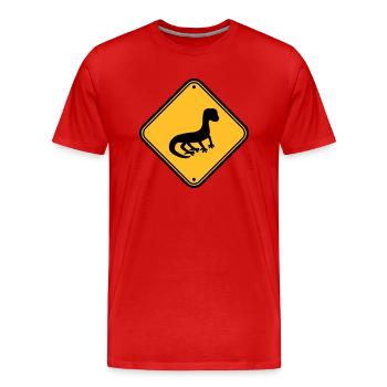warnung achtung vorsicht hinweis schild silhouette - Männer Premium Bio T-Shirt - Rot - Vorne - Damien (186cm)