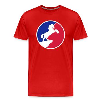 sport rot blau logo cool silhouette nacht klippe m - Männer Premium Bio T-Shirt - Rot - Vorne - Damien (186cm)