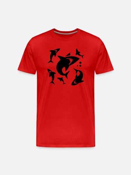 Hai - Haifischflosse - Männer Premium Bio T-Shirt - Rot
