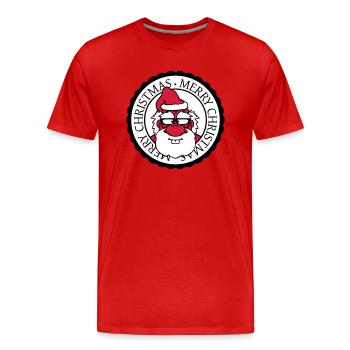 santa claus round circle stamp nikolaus weihnac - Men's Premium Organic T-Shirt - red - Front - Damien (186cm)