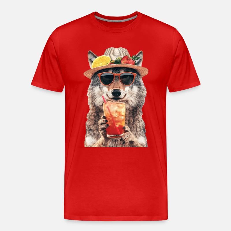 Wolf - Männer Premium Bio T-Shirt - Rot