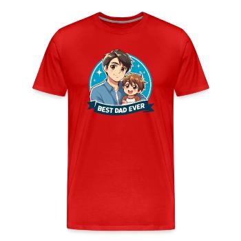 Fête des pères - Un père et son fils - T-shirt bio Premium Homme - rouge - Devant - Damien (186cm)
