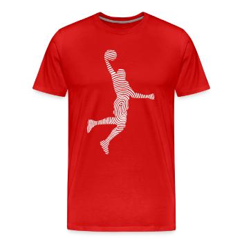 Basketballspieler Basketballer Fingerabdruck - Männer Premium Bio T-Shirt - Rot - Vorne - Damien (186cm)