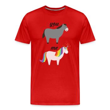 You VS Me (Donkey / Unicorn) - T-shirt bio Premium Homme - rouge - Devant - Damien (186cm)