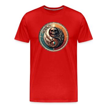YinYangTotenkopf - Männer Premium Bio T-Shirt - Rot - Vorne - Damien (186cm)